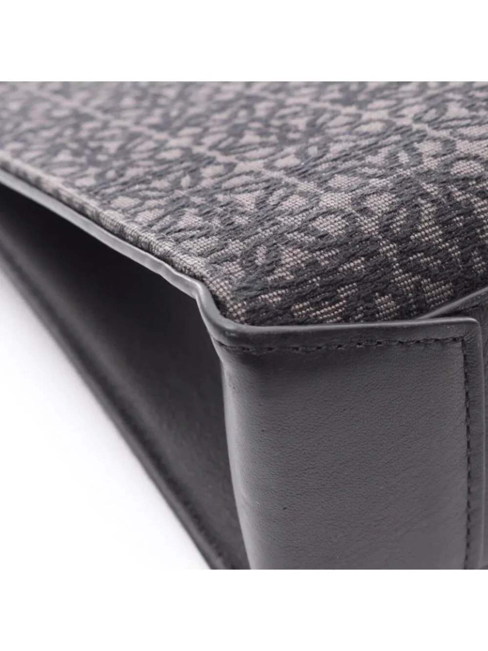 Loewe Tote Buckle Horizontal Anagram Black Canvas Leather